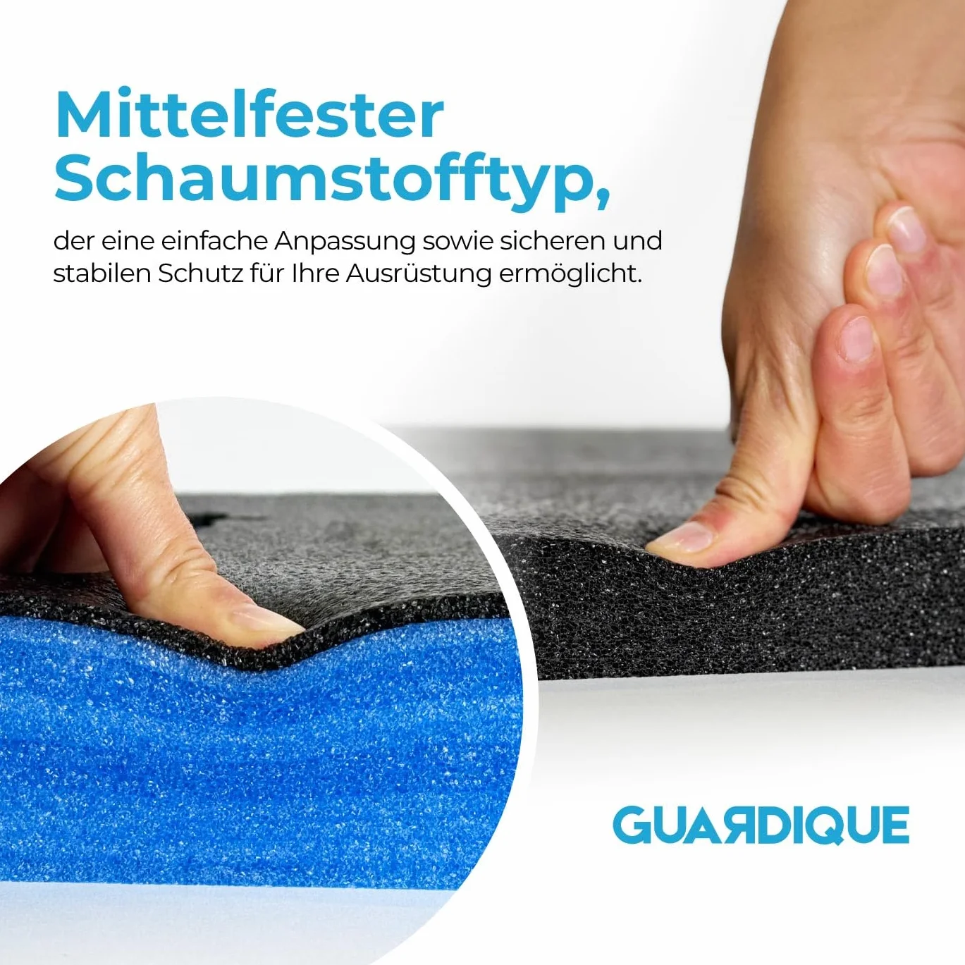 Mousse personnalisable pour boîtes à outils 800 x 600 x 50 mm, 1 pièce, Shadow Foam, Kaizen Foam, Insert à outils, Insert de valise, Mousse multicouche, Bleue & Noir