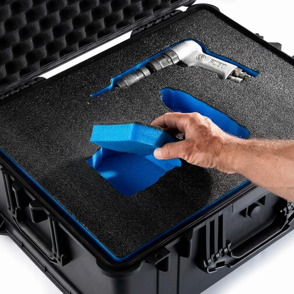 Mousse personnalisable pour boîtes à outils 800 x 600 x 50 mm, 1 pièce, Shadow Foam, Kaizen Foam, Insert à outils, Insert de valise, Mousse multicouche, Bleue & Noir