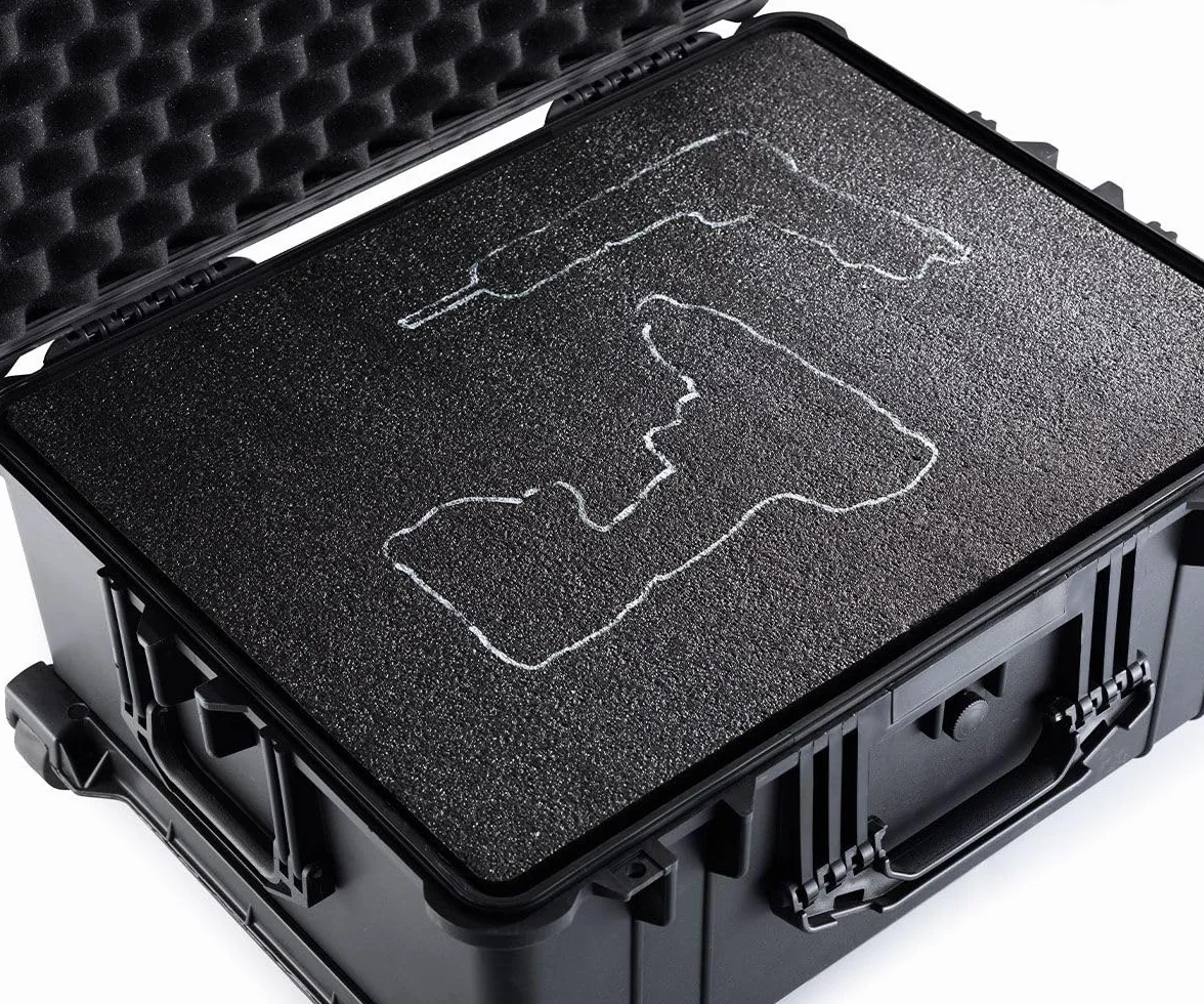 Mousse personnalisable pour boîtes à outils 800 x 600 x 50 mm, 1 pièce, Shadow Foam, Kaizen Foam, Insert à outils, Insert de valise, Mousse multicouche, Bleue & Noir